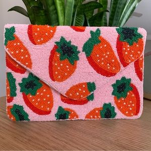 “Berry Sweet” Handmade Strawberry Beaded Clutch
